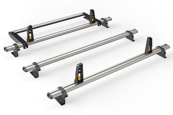Van Guard ULTI Bar+ (Aluminium) - 3 Roof Bars for Mercedes Vito 2003-2014 with Roller Bundle | L1, L2, L3 | H1 | Tailgate