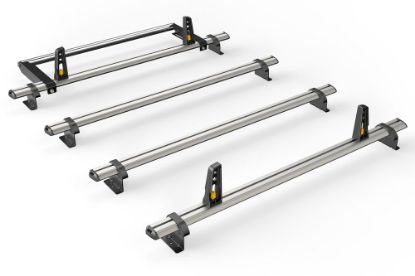 Van Guard ULTI Bar+ (Aluminium) - 4 Roof Bars for Volkswagen Caddy 2010-2015 with Roller Bundle | L2 | H1 | Twin Rear Doors