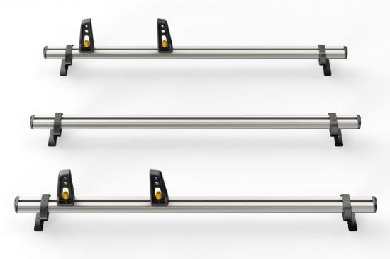 Picture of Van Guard 3 UltiBar+ Roof Bars with Roller and 3m Pipe Carrier Bundle for Ford Transit Custom 2013-2023 | L1, L2 | H1 | Twin Rear Doors | VG304-3#VGR-09#VG400-3