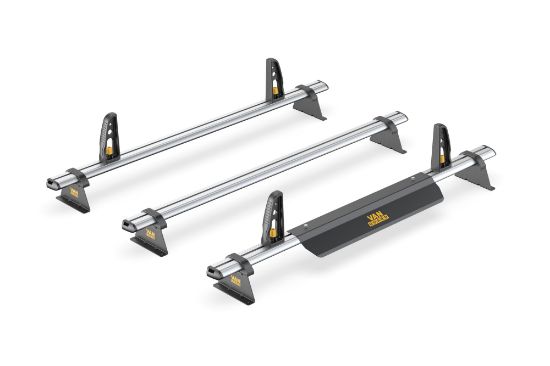 Picture of Van Guard ULTI Bar+ (Aluminium) - 3 Roof Bars for Renault Trafic 2014-Onwards with Roller Bundle | L1, L2 | H1 | Tailgate | VG315-3#VGR-30