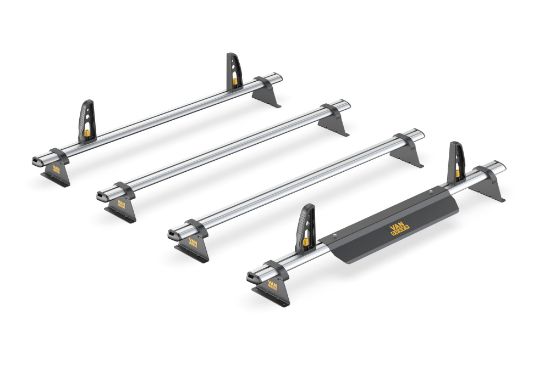 Picture of Van Guard ULTI Bar+ (Aluminium) - 4 Roof Bars for Nissan Primastar 2022-Onwards with Roller Bundle | L1, L2 | H1 | Twin Rear Doors | VG315-4#VGR-01