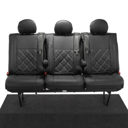 UK Custom Covers Vauxhall Vivaro Seat Covers Leatherette (2014-2019) Rear - Double Diamond Bentley Stitch
