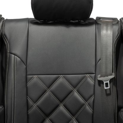 Picture of UK Custom Covers Vauxhall Vivaro Seat Covers Leatherette (2014-2019) Rear - Double Diamond Bentley Stitch | SC1028B