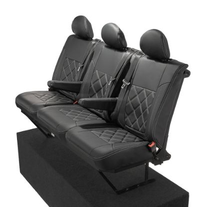 Picture of UK Custom Covers Vauxhall Vivaro Seat Covers Leatherette (2014-2019) Rear - Double Diamond Bentley Stitch | SC1028B