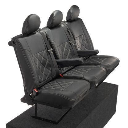 Picture of UK Custom Covers Vauxhall Vivaro Seat Covers Leatherette (2014-2019) Rear - Double Diamond Bentley Stitch | SC1028B