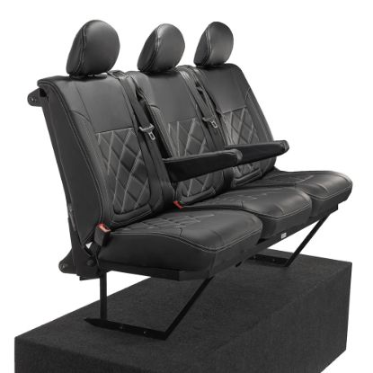 Picture of UK Custom Covers Vauxhall Vivaro Seat Covers Leatherette (2014-2019) Rear - Double Diamond Bentley Stitch | SC1028B