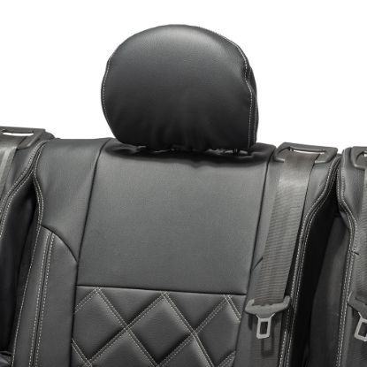 Picture of UK Custom Covers Vauxhall Vivaro Seat Covers Leatherette (2014-2019) Rear - Double Diamond Bentley Stitch | SC1028B