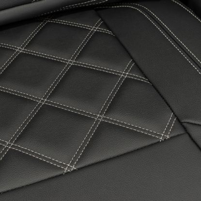 Picture of UK Custom Covers Vauxhall Vivaro Seat Covers Leatherette (2014-2019) Rear - Double Diamond Bentley Stitch | SC1028B