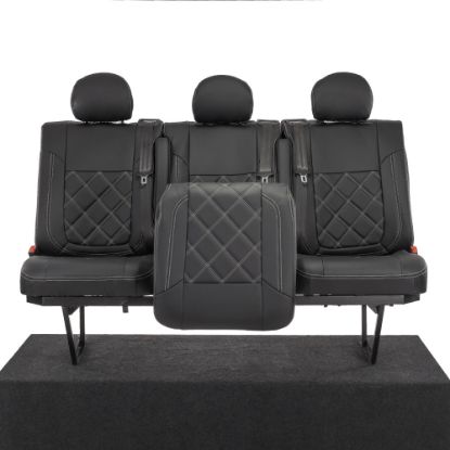 Picture of UK Custom Covers Vauxhall Vivaro Seat Covers Leatherette (2014-2019) Rear - Double Diamond Bentley Stitch | SC1028B