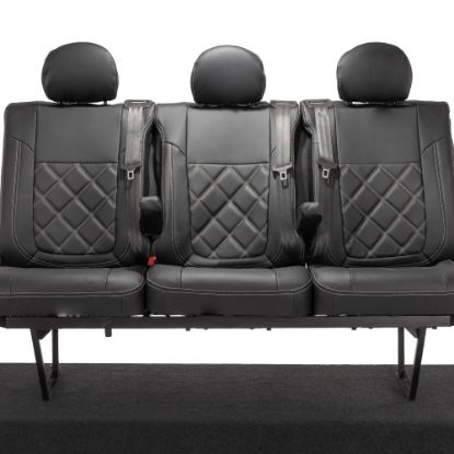 Picture of UK Custom Covers Vauxhall Vivaro Seat Covers Leatherette (2014-2019) Rear - Double Diamond Bentley Stitch | SC1028B
