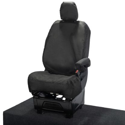 Picture of UK Custom Covers Ford Transit Custom Seat Covers Cotton-Backed PU (2023+) - Driver Only / Black | SC1264B