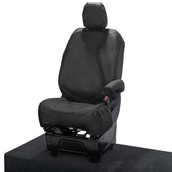 Picture of UK Custom Covers Ford Transit Custom Seat Covers Cotton-Backed PU (2023+) - Driver Only / Black | SC1264B