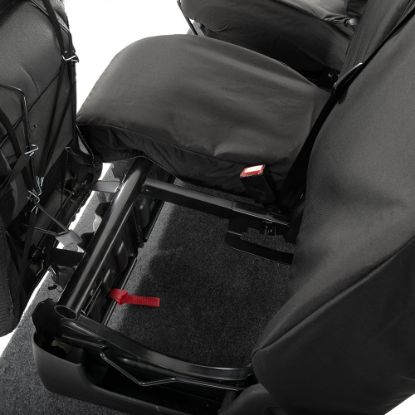 Picture of UK Custom Covers Vauxhall Vivaro Seat Covers Cotton-Backed PU (2014-2019) - Front Single/Double Split Passenger Base WITH Folding Middle Seat - Black | SC147B