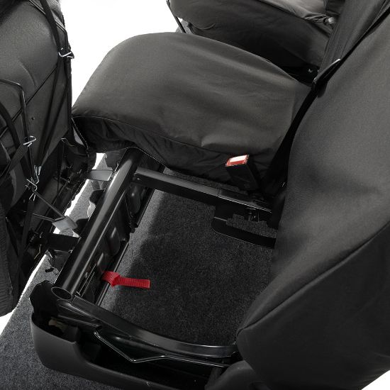Picture of UK Custom Covers Vauxhall Vivaro Seat Covers Cotton-Backed PU (2014-2019) - Front Single/Double Split Passenger Base WITH Folding Middle Seat - Black | SC147B