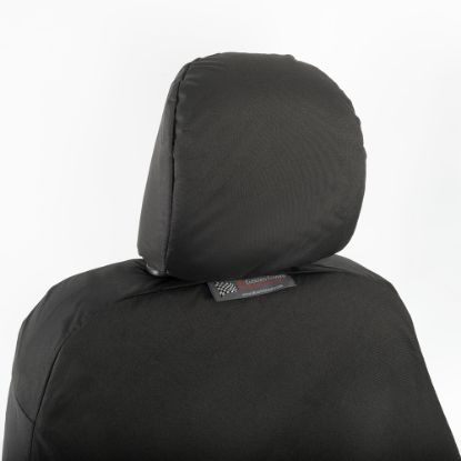 Picture of UK Custom Covers Vauxhall Vivaro Seat Covers Cotton-Backed PU (2014-2019) - Front Single/Double Split Passenger Base WITH Folding Middle Seat - Black | SC147B