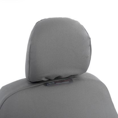 Picture of UK Custom Covers Vauxhall Vivaro Seat Covers Cotton-Backed PU (2014-2019) - Front Single/Double Split Passenger Base WITH Folding Middle Seat - Grey | SC147G