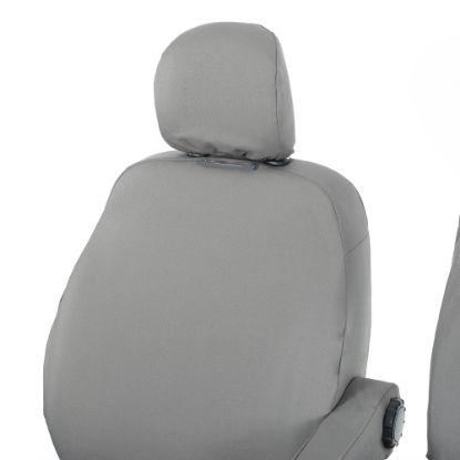 Picture of UK Custom Covers Vauxhall Vivaro Seat Covers Cotton-Backed PU (2014-2019) - Front Single/Double Split Passenger Base WITH Folding Middle Seat - Grey | SC147G