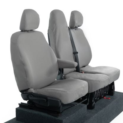 Picture of UK Custom Covers Vauxhall Vivaro Seat Covers Cotton-Backed PU (2014-2019) - Front Single/Double Split Passenger Base WITH Folding Middle Seat - Grey | SC147G