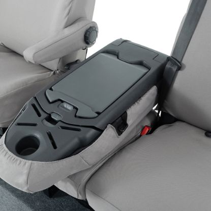 Picture of UK Custom Covers Vauxhall Vivaro Seat Covers Cotton-Backed PU (2014-2019) - Front Single/Double Split Passenger Base WITH Folding Middle Seat - Grey | SC147G