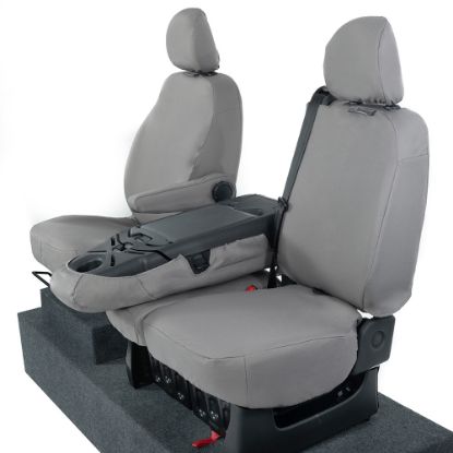 Picture of UK Custom Covers Vauxhall Vivaro Seat Covers Cotton-Backed PU (2014-2019) - Front Single/Double Split Passenger Base WITH Folding Middle Seat - Grey | SC147G