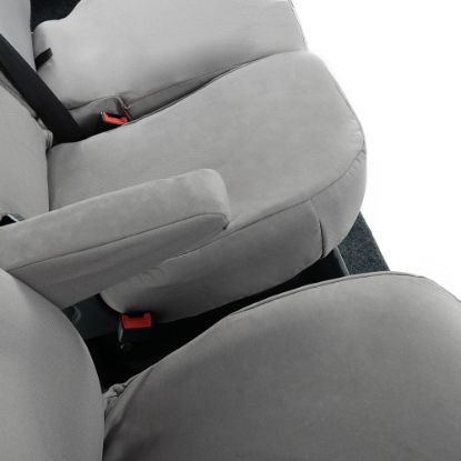 Picture of UK Custom Covers Vauxhall Vivaro Seat Covers Cotton-Backed PU (2014-2019) - Front Single/Double Split Passenger Base WITH Folding Middle Seat - Grey | SC147G