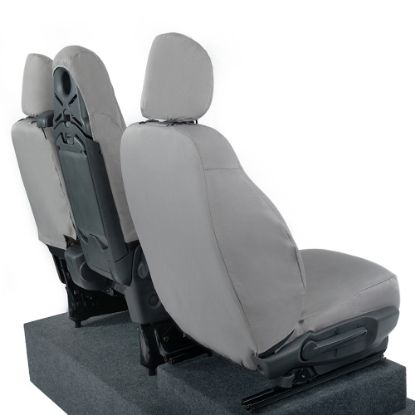 Picture of UK Custom Covers Vauxhall Vivaro Seat Covers Cotton-Backed PU (2014-2019) - Front Single/Double Split Passenger Base WITH Folding Middle Seat - Grey | SC147G
