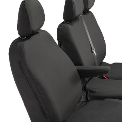 Picture of UK Custom Covers Vauxhall Vivaro Seat Covers Cotton-Backed PU (2014-2019) - Front Single/Double Split Passenger Base NO Folding Middle Seat | SC188B