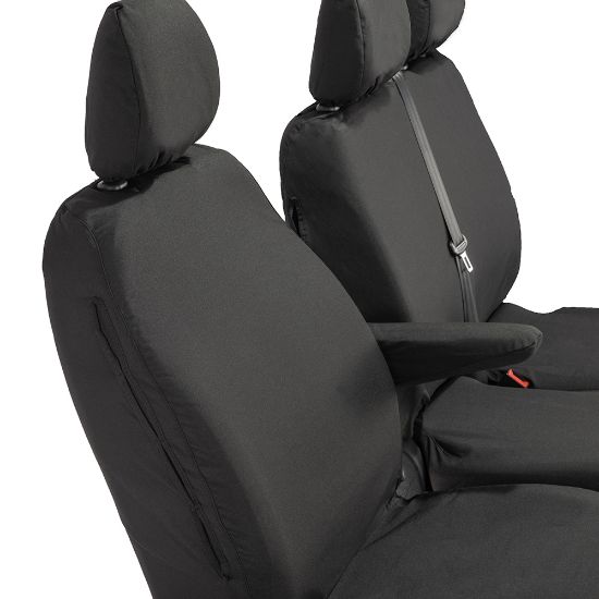 Picture of UK Custom Covers Vauxhall Vivaro Seat Covers Cotton-Backed PU (2014-2019) - Front Single/Double Split Passenger Base NO Folding Middle Seat | SC188B