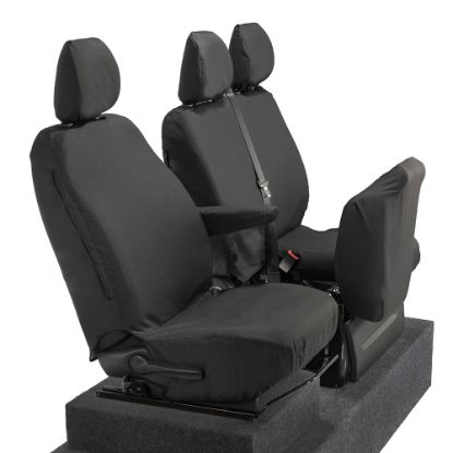 Picture of UK Custom Covers Vauxhall Vivaro Seat Covers Cotton-Backed PU (2014-2019) - Front Single/Double Split Passenger Base NO Folding Middle Seat | SC188B