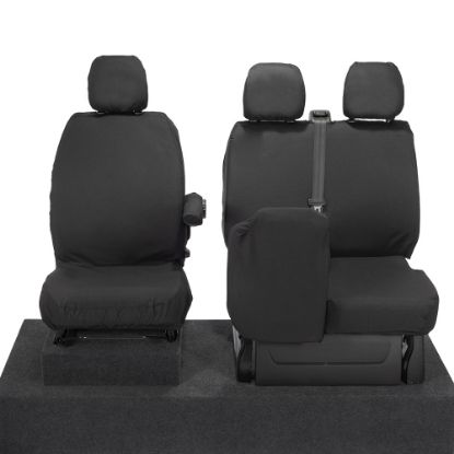 Picture of UK Custom Covers Vauxhall Vivaro Seat Covers Cotton-Backed PU (2014-2019) - Front Single/Double Split Passenger Base NO Folding Middle Seat | SC188B