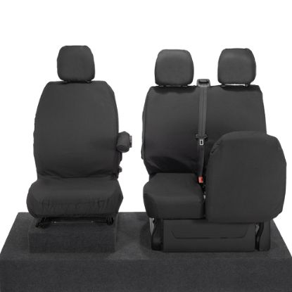 Picture of UK Custom Covers Vauxhall Vivaro Seat Covers Cotton-Backed PU (2014-2019) - Front Single/Double Split Passenger Base NO Folding Middle Seat | SC188B
