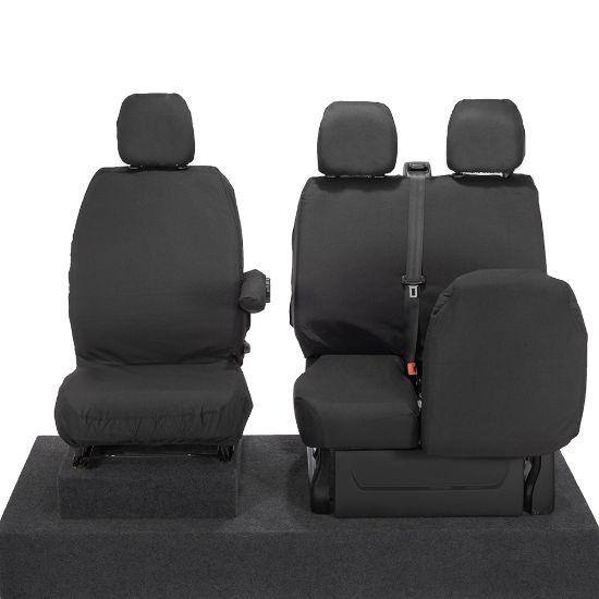 Picture of UK Custom Covers Vauxhall Vivaro Seat Covers Cotton-Backed PU (2014-2019) - Front Single/Double Split Passenger Base NO Folding Middle Seat | SC188B