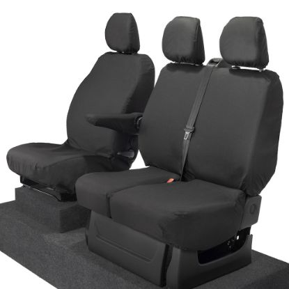 Picture of UK Custom Covers Vauxhall Vivaro Seat Covers Cotton-Backed PU (2014-2019) - Front Single/Double Split Passenger Base NO Folding Middle Seat | SC188B