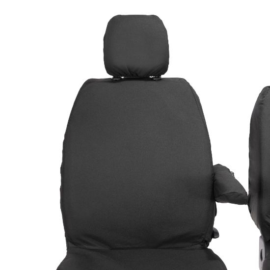 Picture of UK Custom Covers Vauxhall Vivaro Seat Covers Cotton-Backed PU (2014-2019) - Front Single/Double Split Passenger Base NO Folding Middle Seat | SC188B