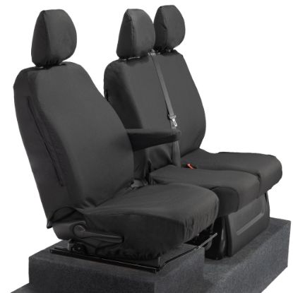 Picture of UK Custom Covers Vauxhall Vivaro Seat Covers Cotton-Backed PU (2014-2019) - Front Single/Double Split Passenger Base NO Folding Middle Seat | SC188B