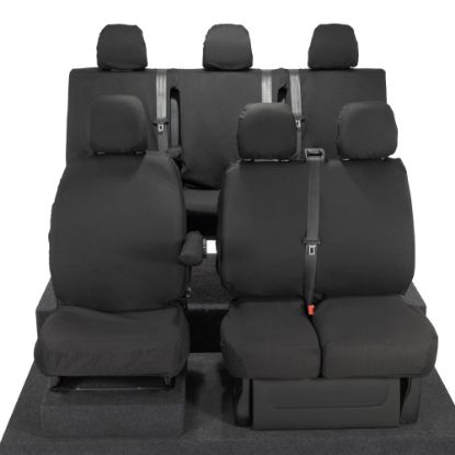 UK Custom Covers Vauxhall Vivaro Seat Covers Cotton-Backed PU (2014-2019) - Front & Rear - Split Front Passenger Base NO Folding Middle Seat