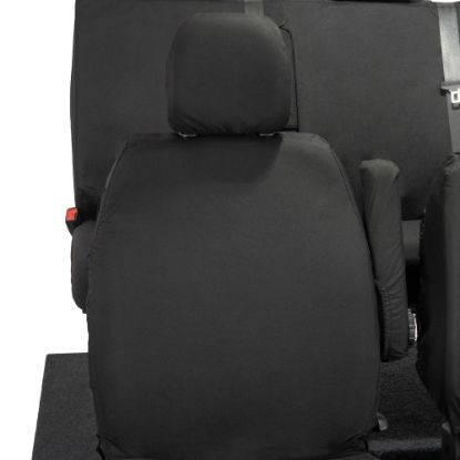Picture of UK Custom Covers Vauxhall Vivaro Seat Covers Cotton-Backed PU (2014-2019) - Front & Rear - Split Front Passenger Base NO Folding Middle Seat | SC188B-189B