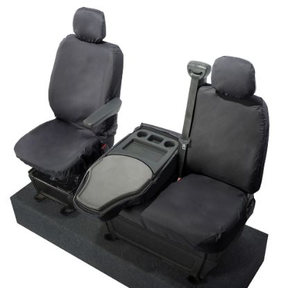 Picture of UK Custom Covers Vauxhall Movano Seat Covers Cotton-Backed PU (2010-2022) - Front With Folding Middle Seat & No Split Passenger Base | SC236B