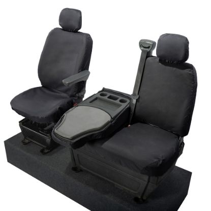 Picture of UK Custom Covers Vauxhall Movano Seat Covers Cotton-Backed PU (2010-2022) - Front With Folding Middle Seat & No Split Passenger Base | SC236B