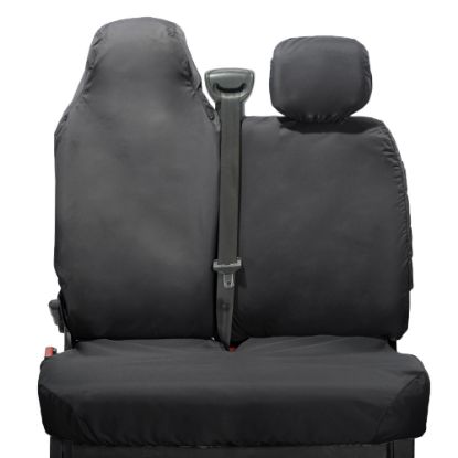 Picture of UK Custom Covers Vauxhall Movano Seat Covers Cotton-Backed PU (2010-2022) - Front With Folding Middle Seat & No Split Passenger Base | SC236B