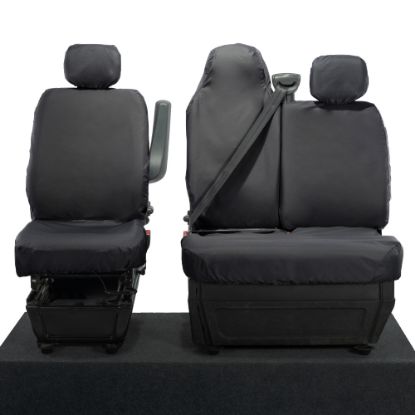 Picture of UK Custom Covers Vauxhall Movano Seat Covers Cotton-Backed PU (2010-2022) - Front With Folding Middle Seat & No Split Passenger Base | SC236B