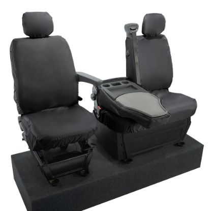 Picture of UK Custom Covers Vauxhall Movano Seat Covers Cotton-Backed PU (2010-2022) - Front With Folding Middle Seat & No Split Passenger Base | SC236B
