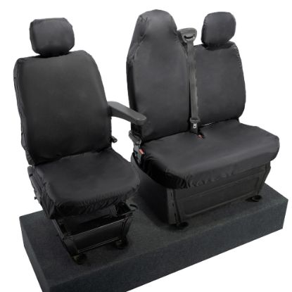 Picture of UK Custom Covers Vauxhall Movano Seat Covers Cotton-Backed PU (2010-2022) - Front With Folding Middle Seat & No Split Passenger Base | SC236B