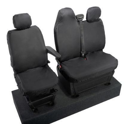 Picture of UK Custom Covers Vauxhall Movano Seat Covers Cotton-Backed PU (2010-2022) - Front With Folding Middle Seat & No Split Passenger Base | SC236B