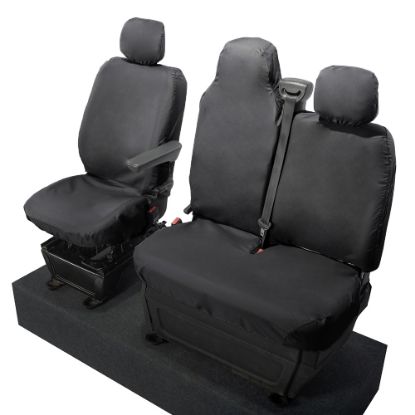 Picture of UK Custom Covers Vauxhall Movano Seat Covers Cotton-Backed PU (2010-2022) - Front With Folding Middle Seat & No Split Passenger Base | SC236B