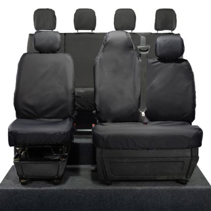 UK Custom Covers Vauxhall Movano Seat Covers Cotton-Backed PU (2010-2022) - Front & Rear With Folding Middle Seat & No Split Passenger Base