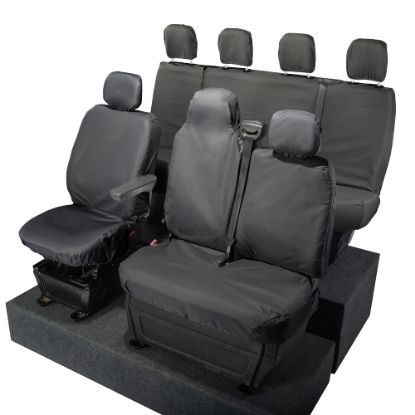 Picture of UK Custom Covers Vauxhall Movano Seat Covers Cotton-Backed PU (2010-2022) - Front & Rear With Folding Middle Seat & No Split Passenger Base | SC236B-416B