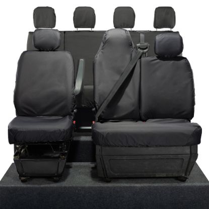 Picture of UK Custom Covers Vauxhall Movano Seat Covers Cotton-Backed PU (2010-2022) - Front & Rear With Folding Middle Seat & No Split Passenger Base | SC236B-416B