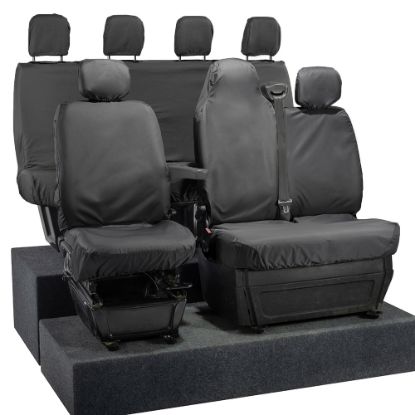 Picture of UK Custom Covers Vauxhall Movano Seat Covers Cotton-Backed PU (2010-2022) - Front & Rear With Folding Middle Seat & No Split Passenger Base | SC236B-416B