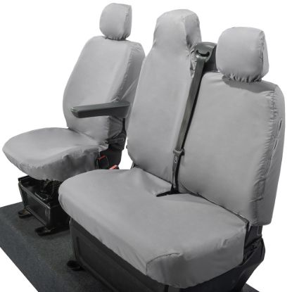 Picture of UK Custom Covers Vauxhall Movano Seat Covers Cotton-Backed PU (2010-2022) - Front With Folding Middle Seat & No Split Passenger Base - Grey | SC236G